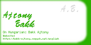 ajtony bakk business card